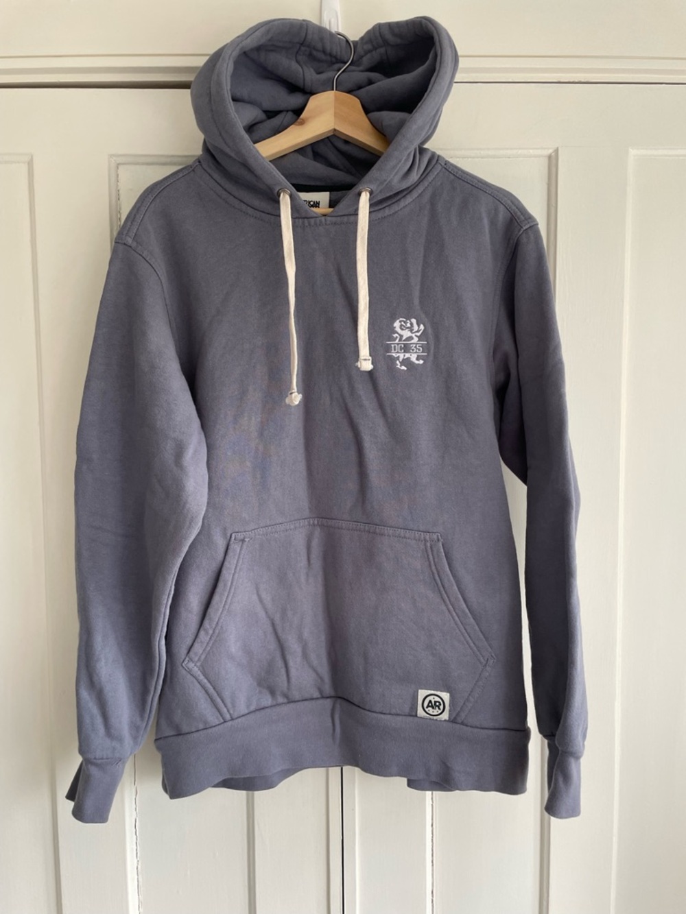 American Roots Hoodie Men's Large Gray Pullover Sweatshirt DC 35 Union Made USA